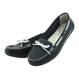 Mocassini donna in pelle Filippo 141 blu navy bianca 3