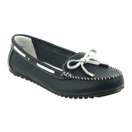 Mocassini donna in pelle Filippo 141 blu navy bianco 1