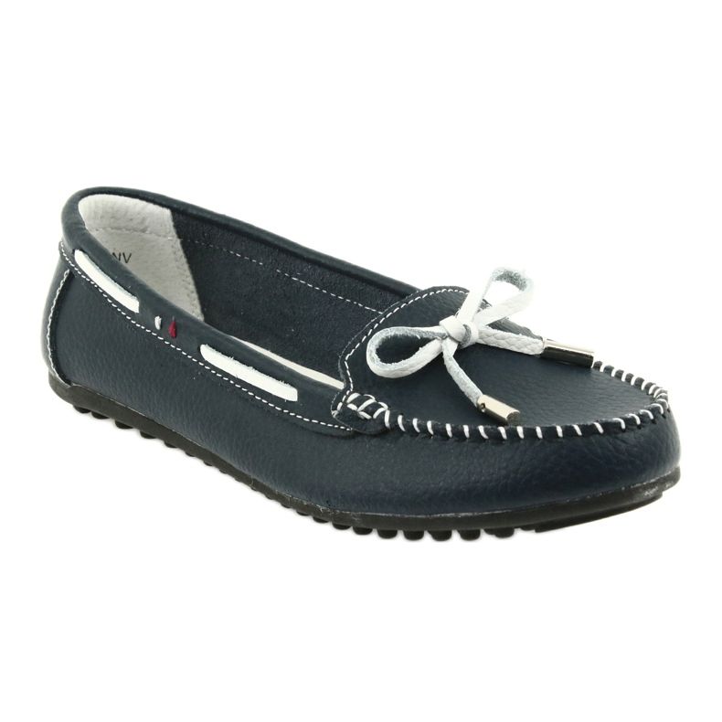 Mocassini donna in pelle Filippo 141 blu navy bianco 1