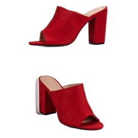 Laura Mode Pantofole in pelle scamosciata su un bar rosso 2