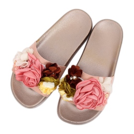 Pantofole rosa BG19 Champagne con fiori 2