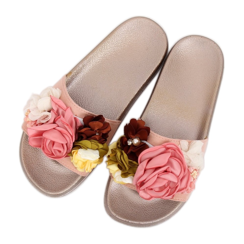 Pantofole rosa BG19 Champagne con fiori 2