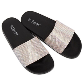 Nero BG21P Pantofole nere con zirconi 1