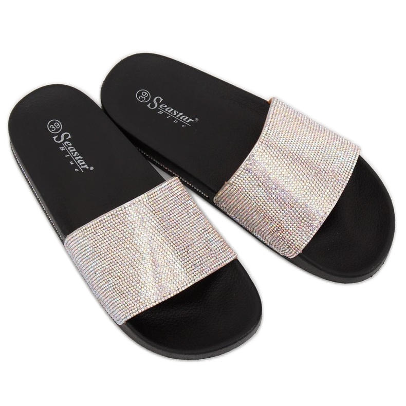 Nero BG21P Pantofole nere con zirconi 1