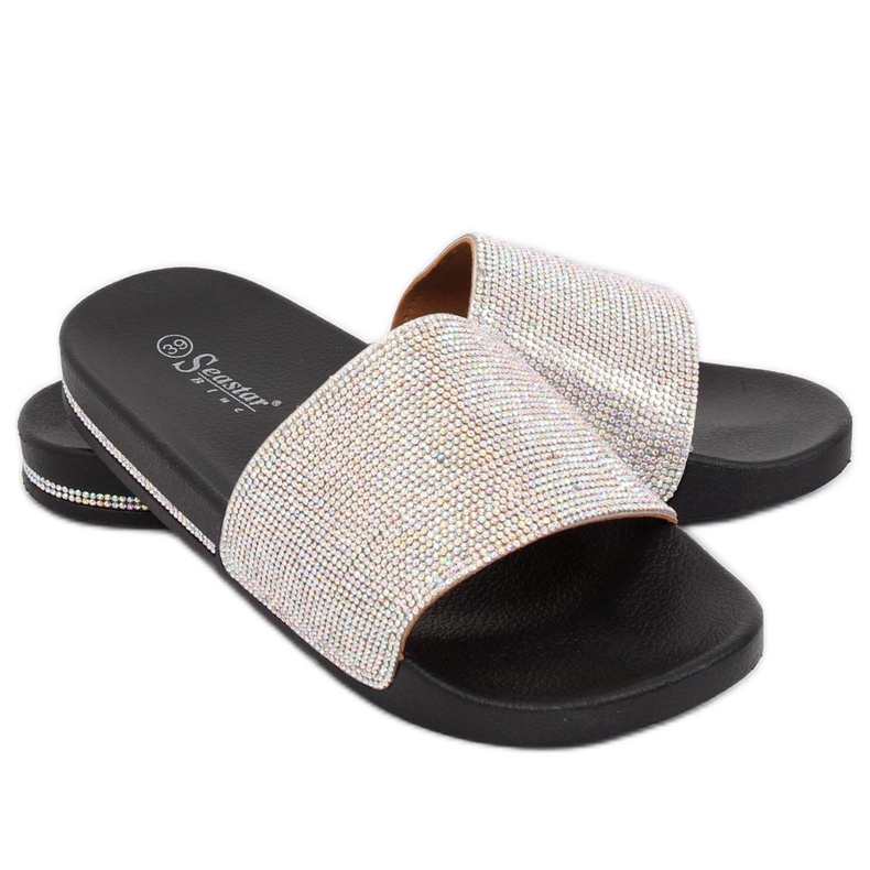 Nero BG21P Pantofole nere con zirconi 2