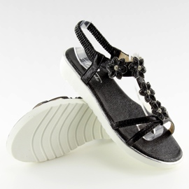 Comodi sandali con fiori neri 127-58 Nero II-GAT 2