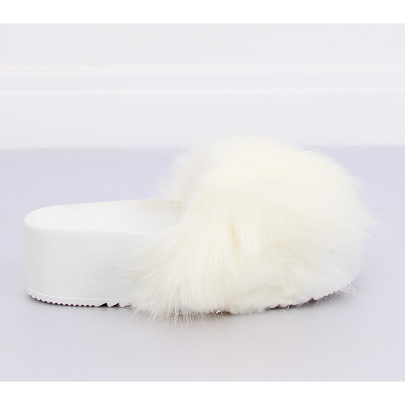 Infradito bianco con pelliccia CK77P Bianco II-GAT 1