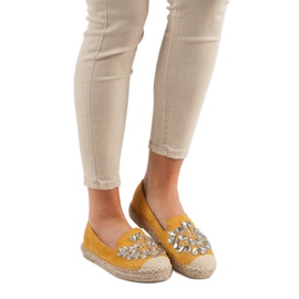 Small Swan Espadrillas In Camoscio Con Ornamenti giallo 1