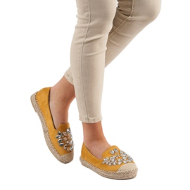 Small Swan Espadrillas In Camoscio Con Ornamenti giallo 2