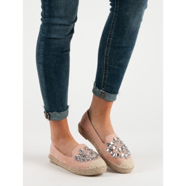 Small Swan Espadrillas In Camoscio Con Ornamenti rosa 1