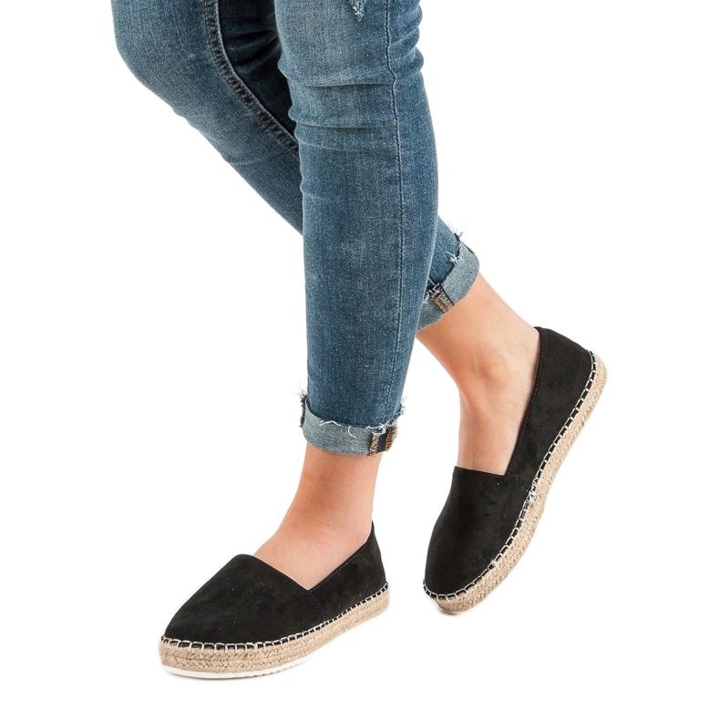 Small Swan Espadrillas in camoscio nero 1