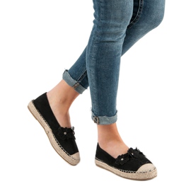 Espadrillas Con Fiori nero 1