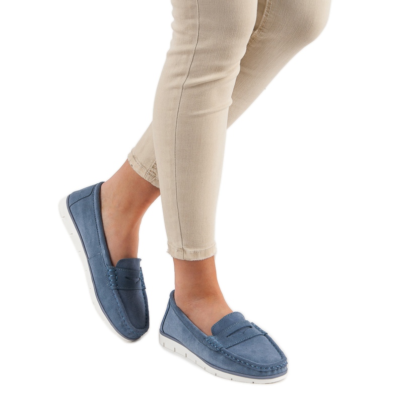 Mocassini VINCEZA in pelle blu 2
