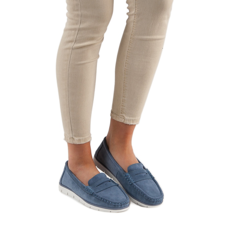 Mocassini VINCEZA in pelle blu 1