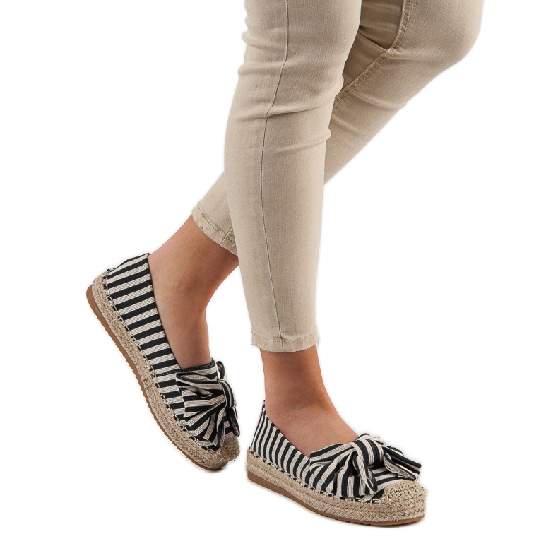 Espadrillas a righe nero marrone 2