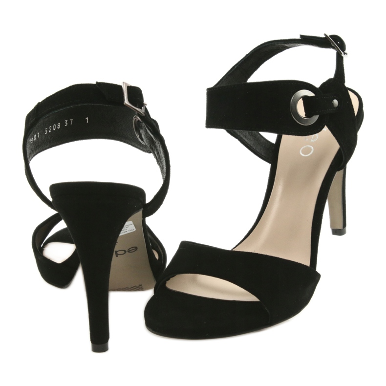 Sandali in pelle su tacco Edeo 3208 nero 4
