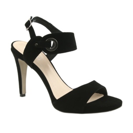 Sandali in pelle su tacco Edeo 3208 nero 1