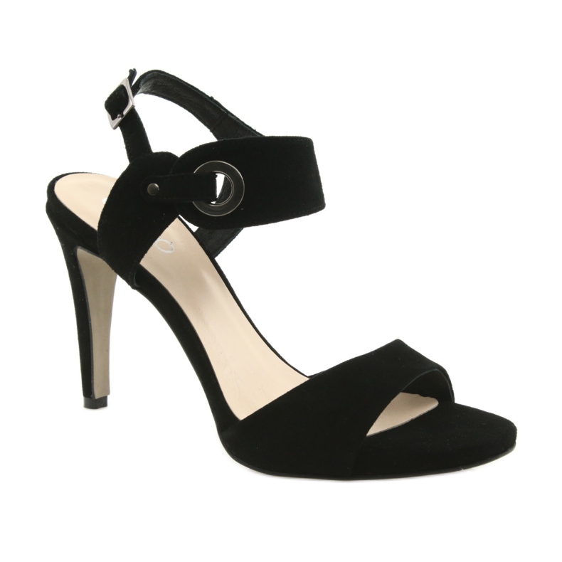 Sandali in pelle su tacco Edeo 3208 nero 1
