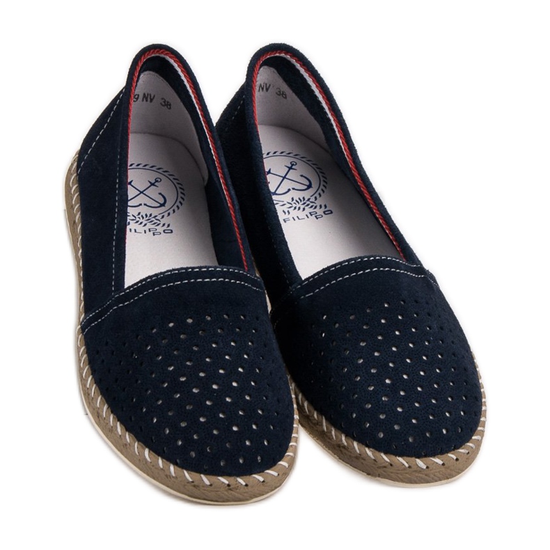 Filippo Espadrillas in pelle blu navy 2