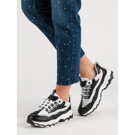 Sneakers Con Glitter bianca nero 1