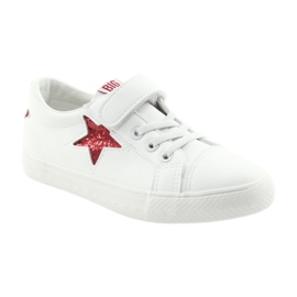 Big Star Sneakers con velcro stella 374102 bianca rosso 1