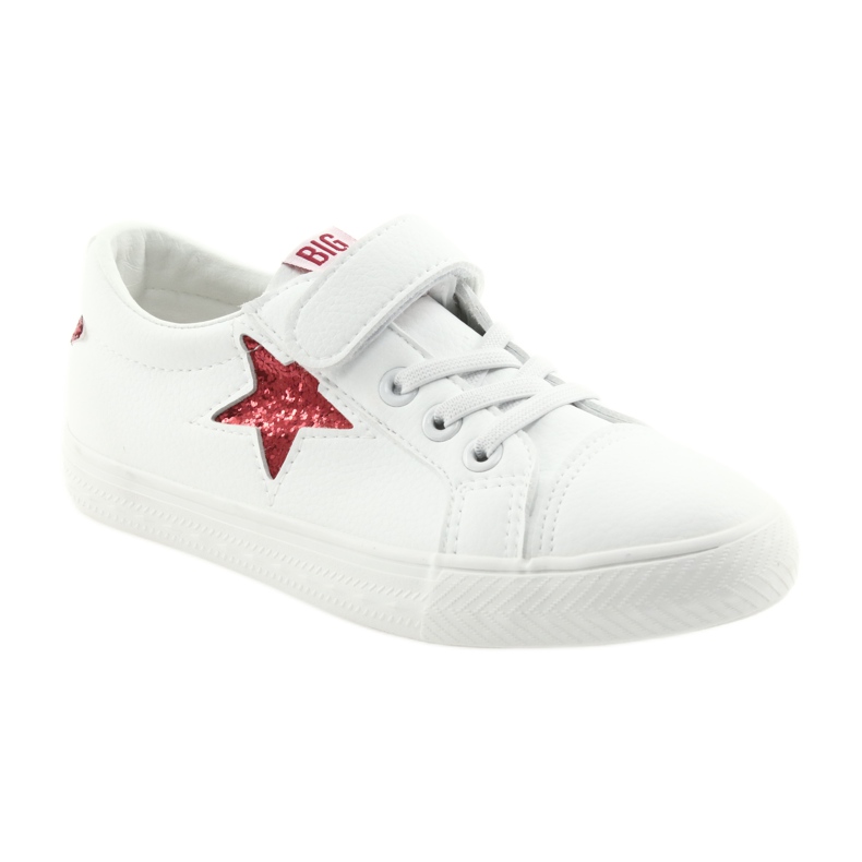 Big Star Sneakers con velcro stella 374102 bianca rosso 1