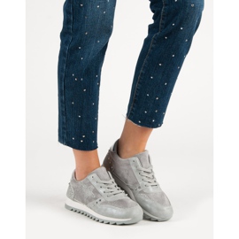 Scarpe sportive con cristalli grigio 1