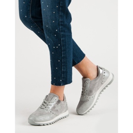 Scarpe sportive con cristalli grigio 2