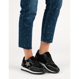 Scarpe sportive con cristalli nero 1