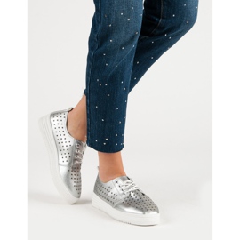 Sneakers traforate argento grigio 1