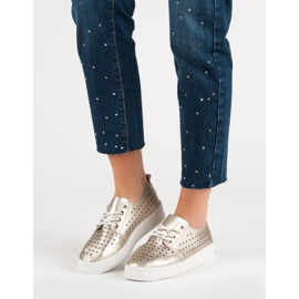 Sneakers traforate dorate d'oro 1