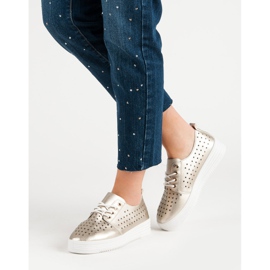 Sneakers traforate dorate d'oro 2
