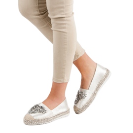Espadrillas bianche con ornamenti bianco 2
