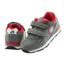 American Club Scarpe sportive con soletta in pelle americana BS08 grigio rosso 4