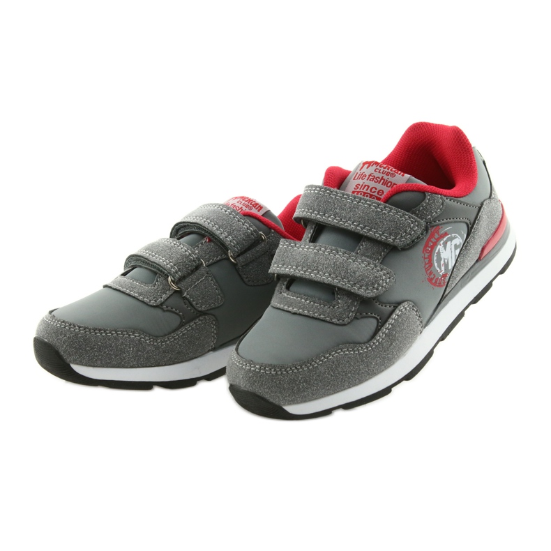 American Club Scarpe sportive con soletta in pelle americana BS08 grigio rosso 3