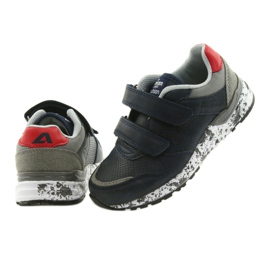 Scarpe sportive American Club, inserto in pelle BS11 05 grigio rosso blu navy 4