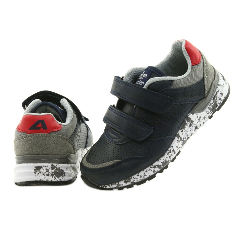 Scarpe sportive American Club, inserto in pelle BS11 05 grigio rosso blu navy 4