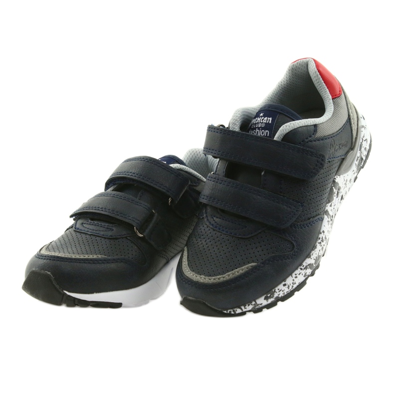 Scarpe sportive American Club, inserto in pelle BS11 05 grigio rosso blu navy 3