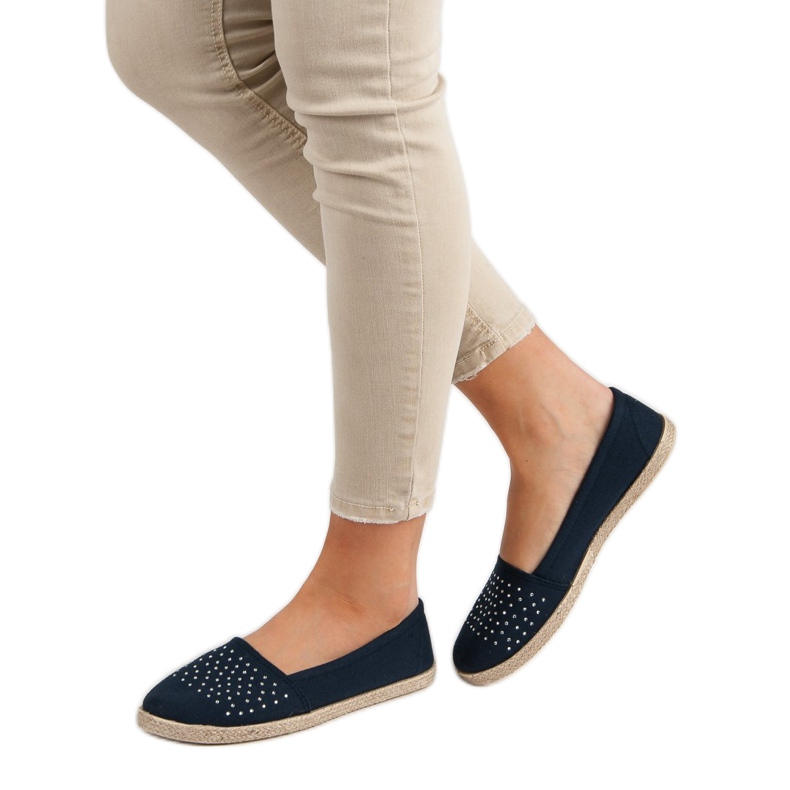 Espadrillas blu navy con cristalli 2