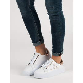 Filippo Scarpe sportive in pelle con fiori bianca 1