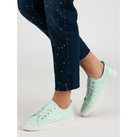 Kylie Scarpe da ginnastica color menta legate con un nastro verde 1