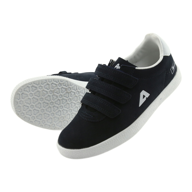 Scarpe sportive inserto in pelle American Club BS06 bianco blu navy 5