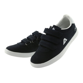 Scarpe sportive inserto in pelle American Club BS06 bianco blu navy 3