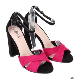 Sandali neri sul palo 369-34 Fucsia nero rosa 1