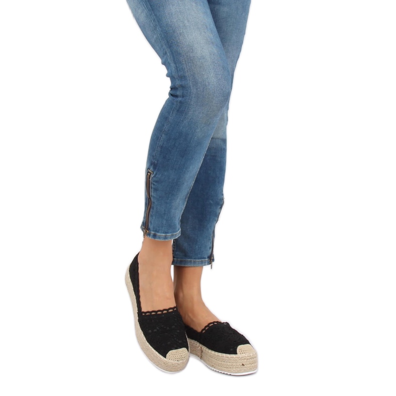 Espadrillas in pizzo nere A8692 Black nero 1