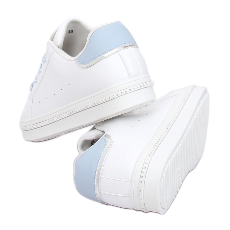 Sneakers da donna bianche e blu H99-36 Blue bianco 1