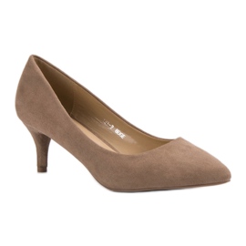 Scarpe con tacco in pelle scamosciata beige 1