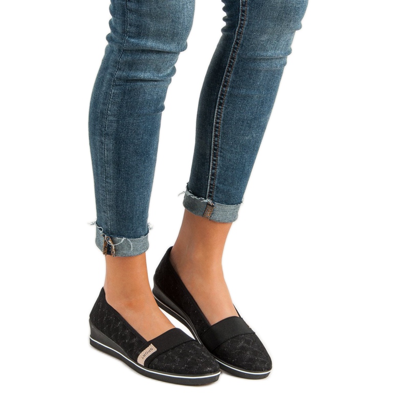 VINCEZA ballerine in tessuto nero 1