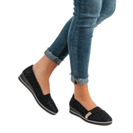 VINCEZA ballerine in tessuto nero 2