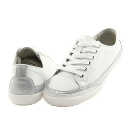 Scarpe sportive da donna, allacciate Filippo 703 bianco argento bianca grigio 4